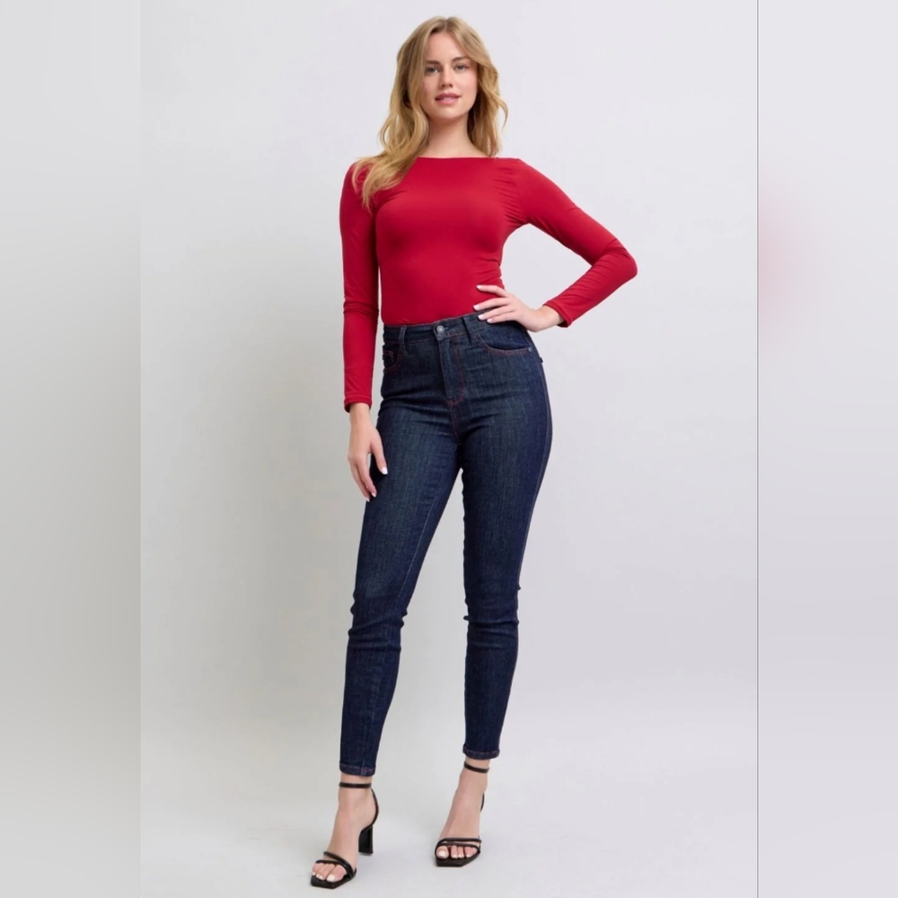 Judy Blue High Rise Dark Wash Heart Shaped Pockets Skinny Jeans Stretch 9/29 - Picture 15 of 15